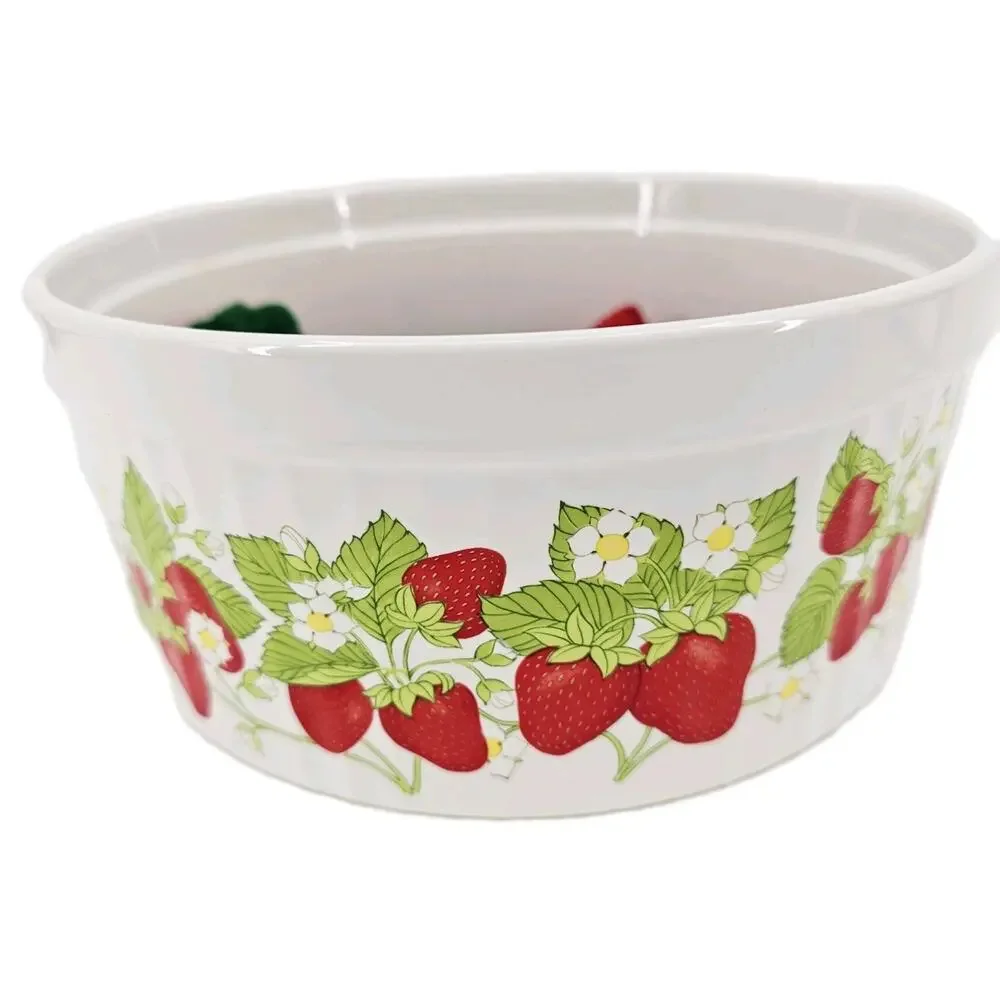 Vintage Action Strawberry Bakeware Stoneware Ramekin Bowl Dish 8